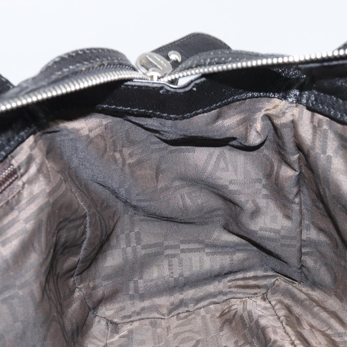 Salvatore Ferragamo Gancini Hand Bag Leather Black Silver Auth am10665