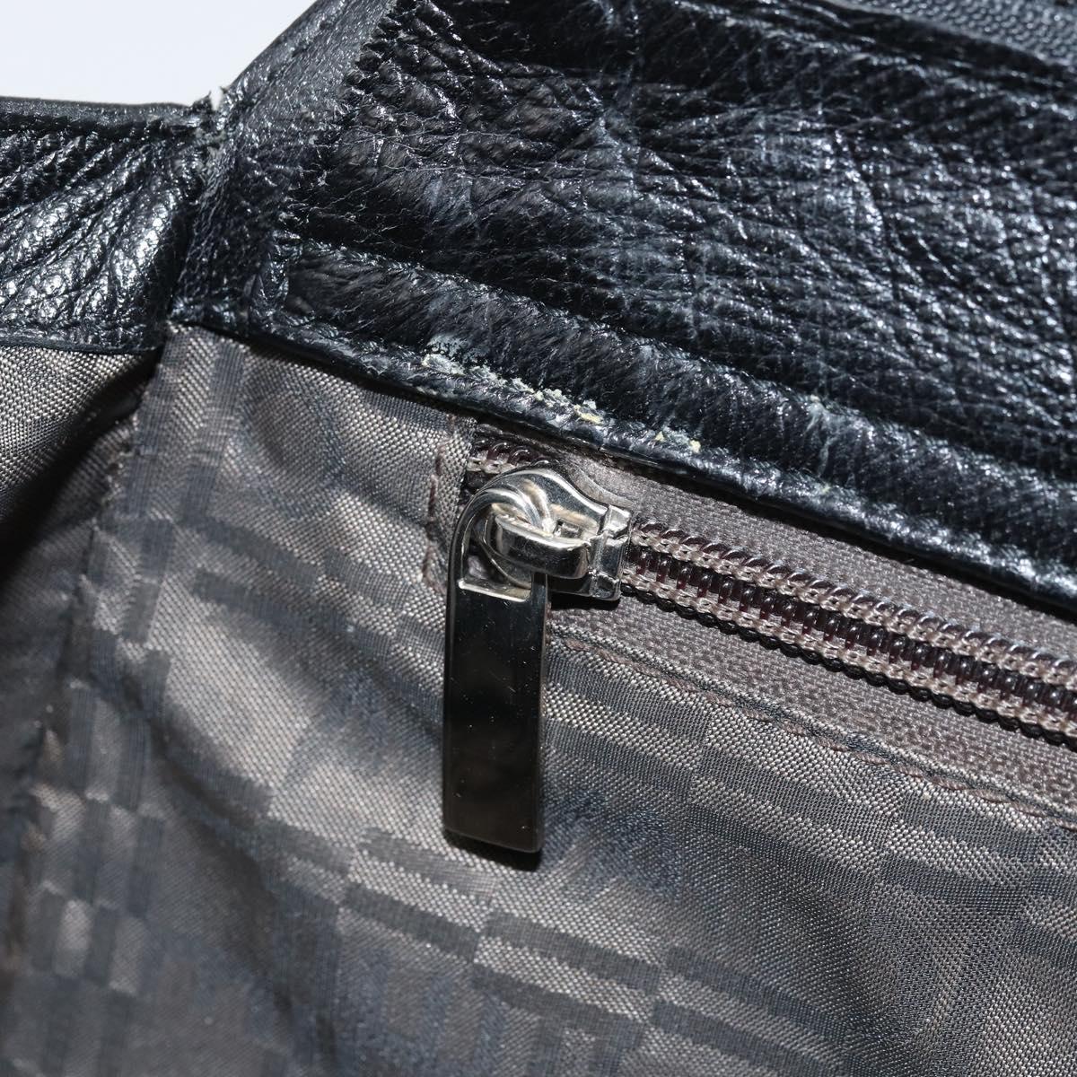 Salvatore Ferragamo Gancini Hand Bag Leather Black Silver Auth am10665