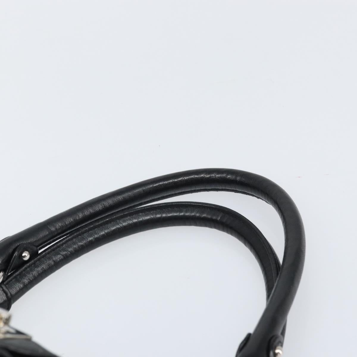 Salvatore Ferragamo Gancini Hand Bag Leather Black Silver Auth am10665