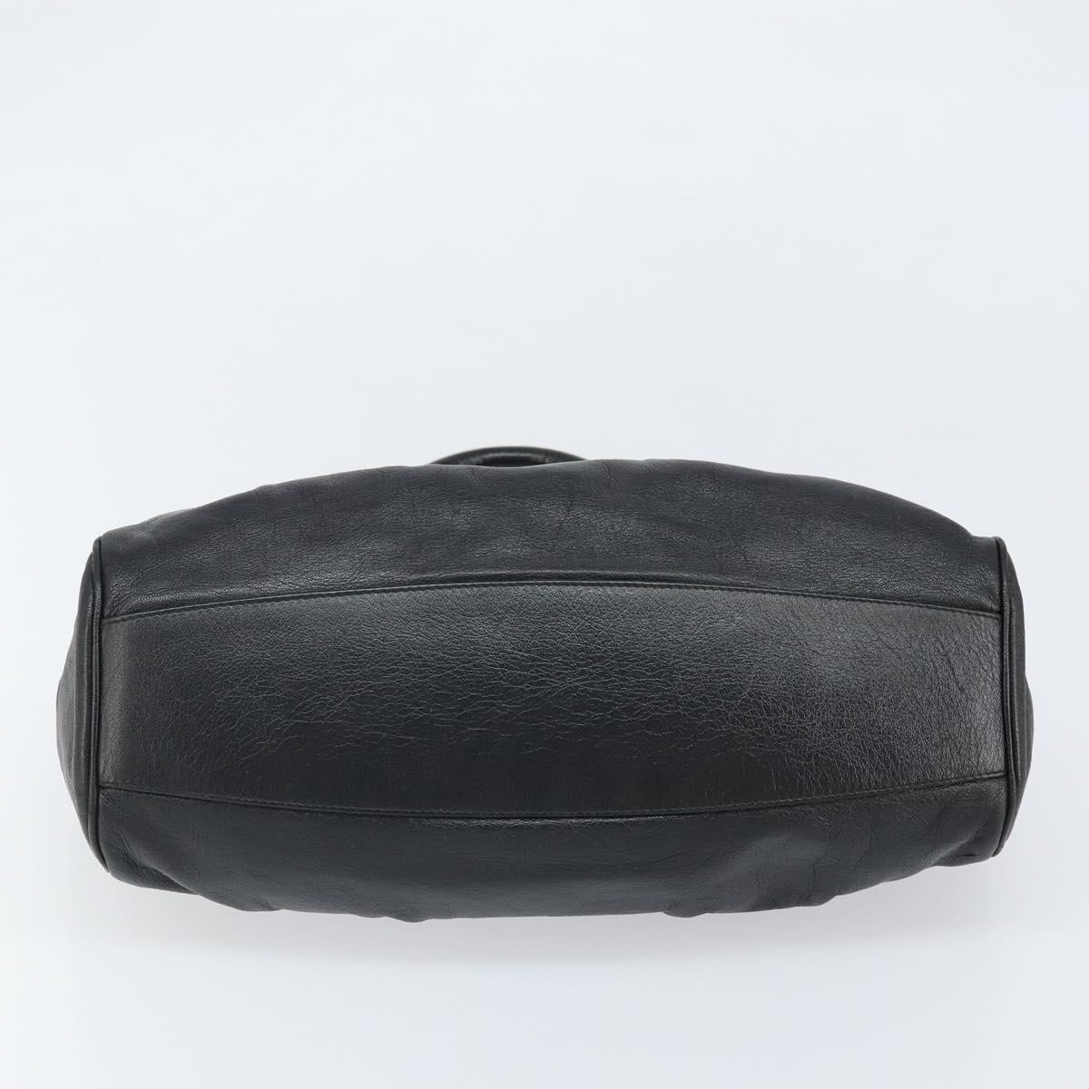 Salvatore Ferragamo Gancini Hand Bag Leather Black Silver Auth am10665