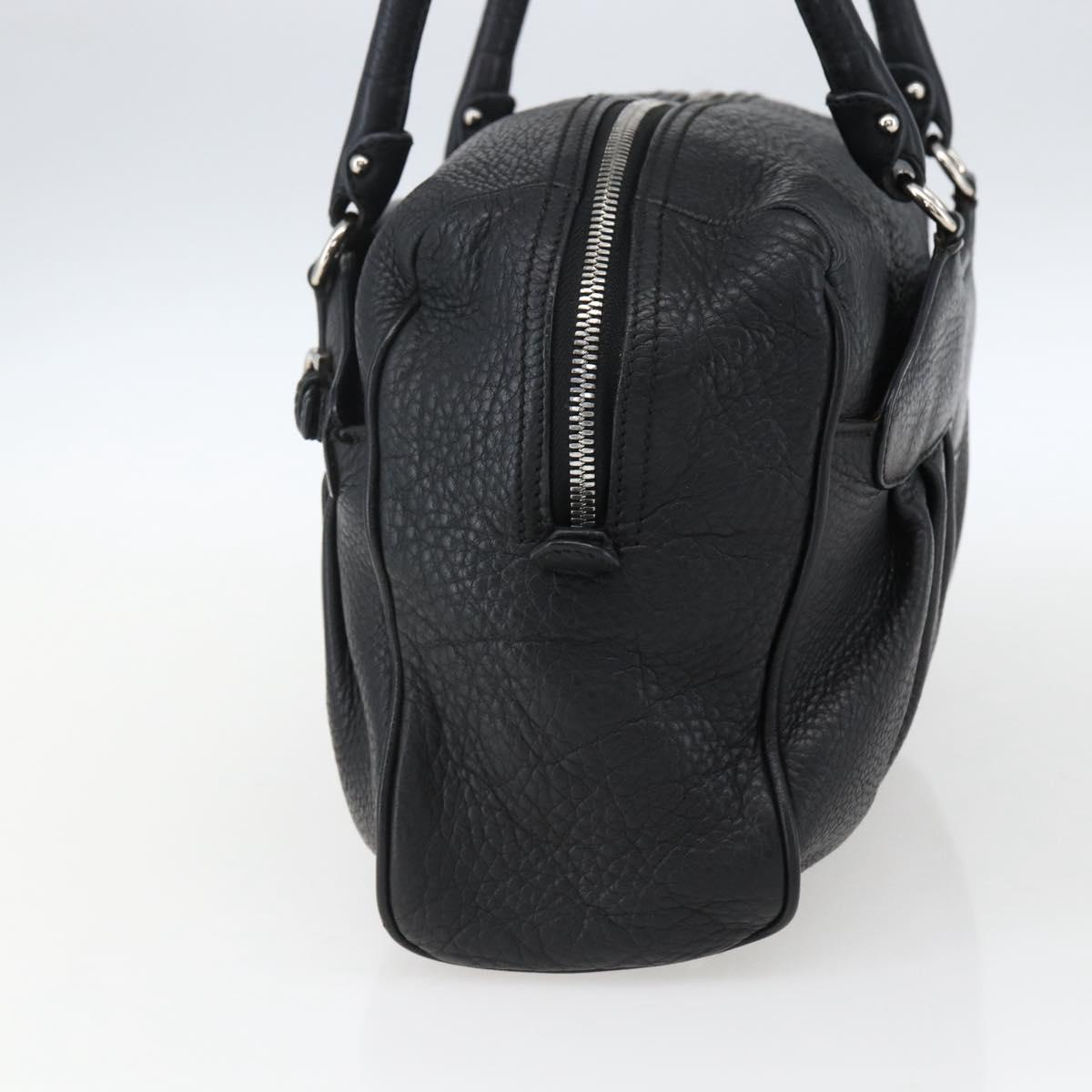 Salvatore Ferragamo Gancini Hand Bag Leather Black Silver Auth am10666