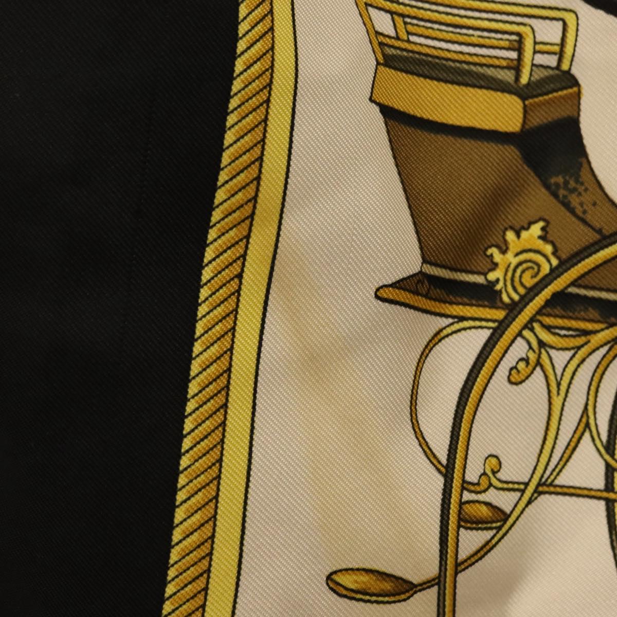 HERMES Carre 90 Scarf ""COSTUMES CIVILS ACTUELS"" Silk Black Auth am10668