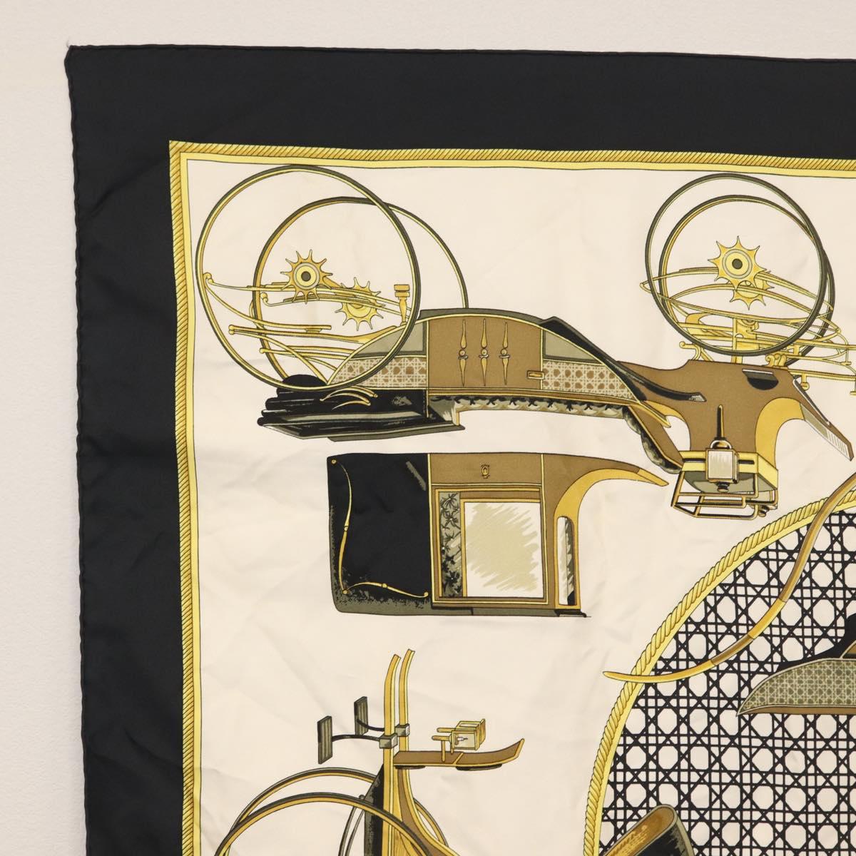 HERMES Carre 90 Scarf ""COSTUMES CIVILS ACTUELS"" Silk Black Auth am10668