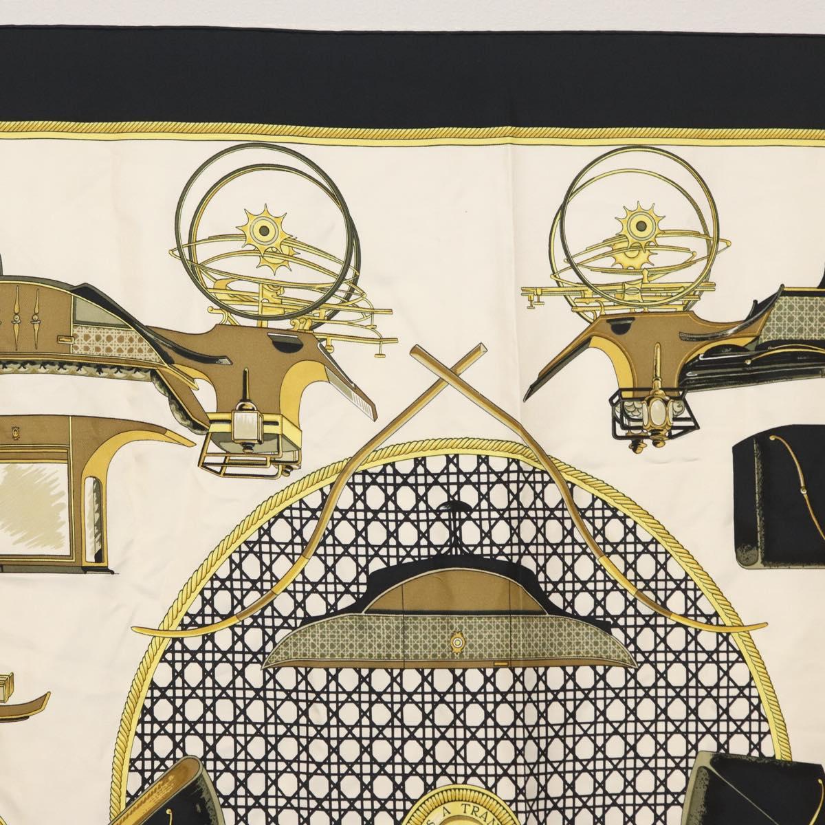 HERMES Carre 90 Scarf ""COSTUMES CIVILS ACTUELS"" Silk Black Auth am10668