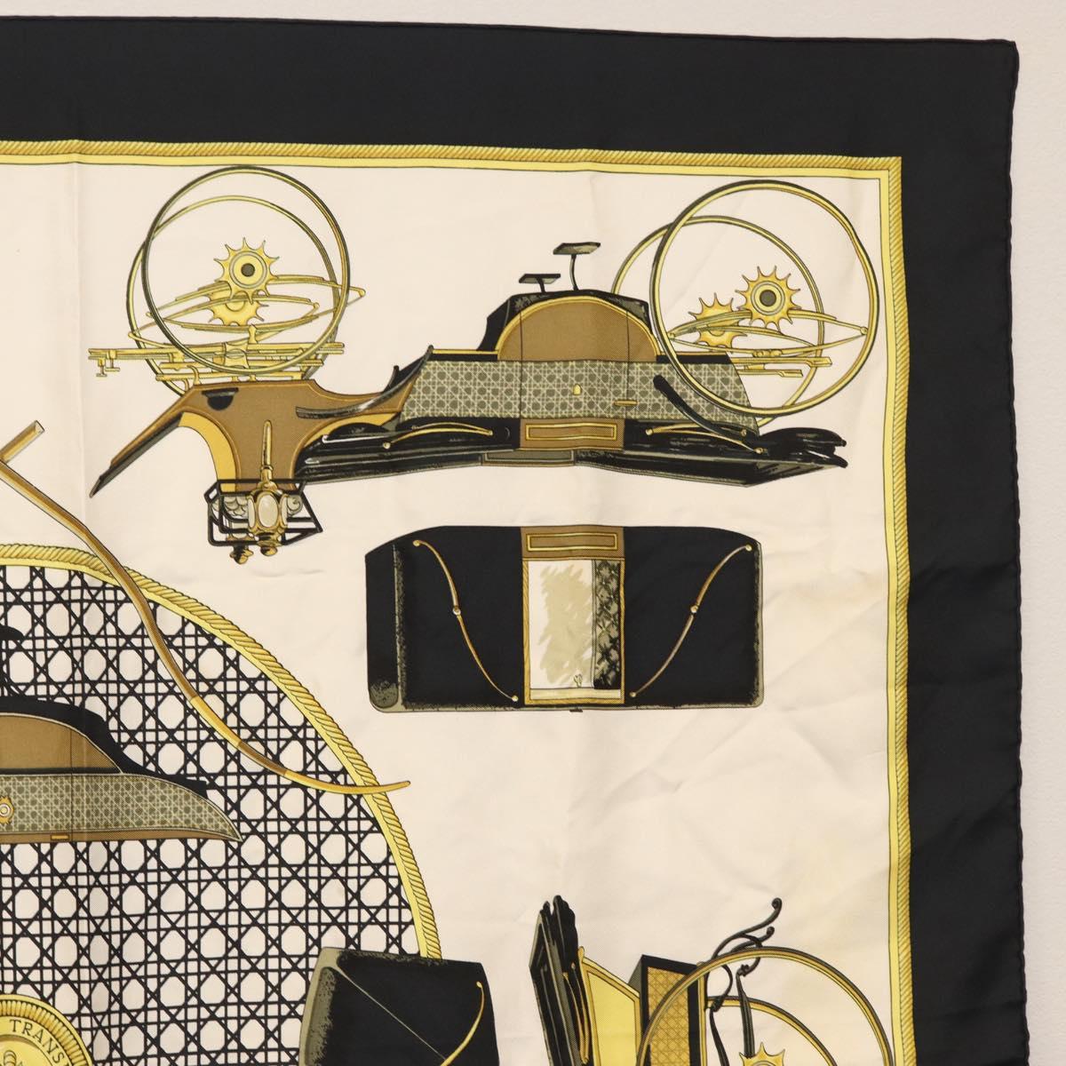 HERMES Carre 90 Scarf ""COSTUMES CIVILS ACTUELS"" Silk Black Auth am10668