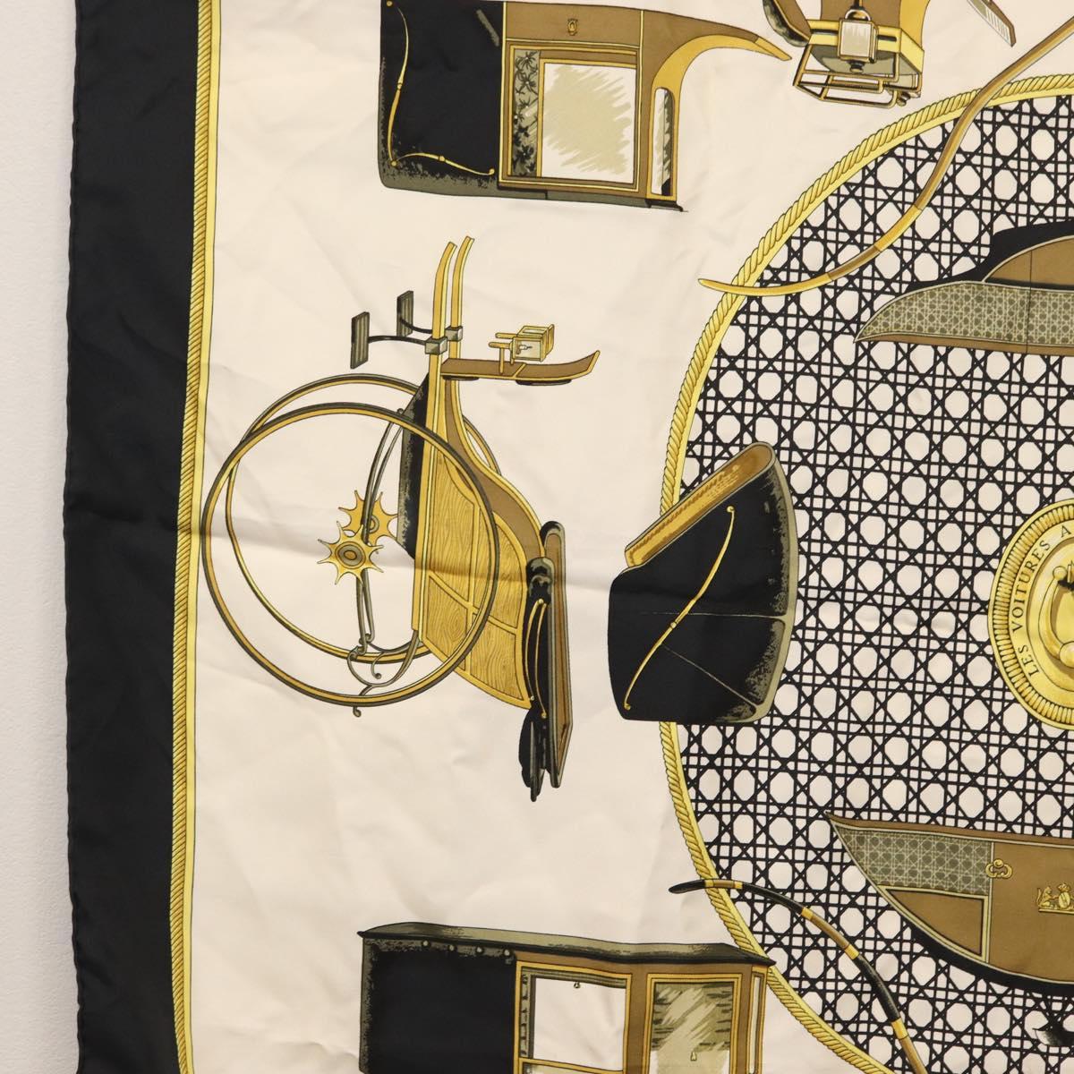 HERMES Carre 90 Scarf ""COSTUMES CIVILS ACTUELS"" Silk Black Auth am10668