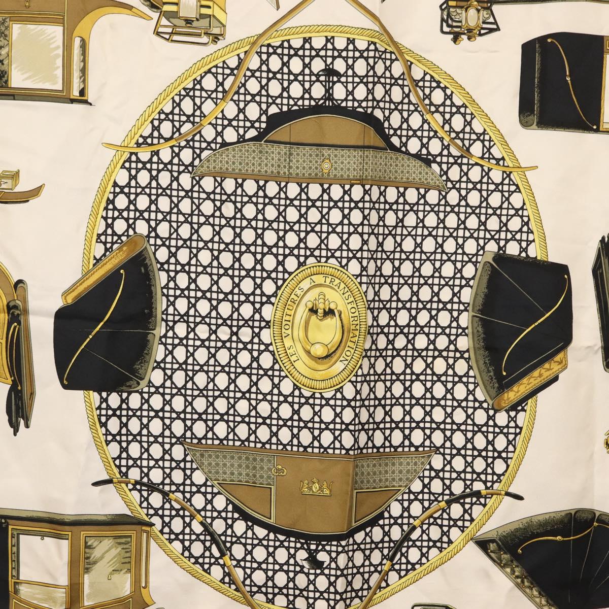 HERMES Carre 90 Scarf ""COSTUMES CIVILS ACTUELS"" Silk Black Auth am10668