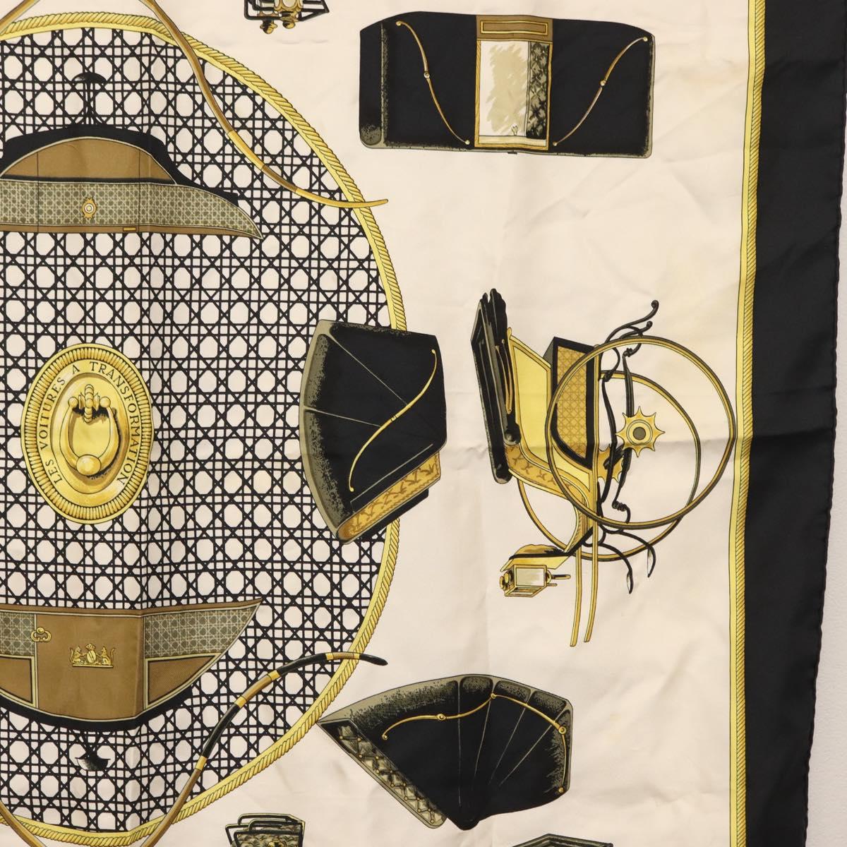 HERMES Carre 90 Scarf ""COSTUMES CIVILS ACTUELS"" Silk Black Auth am10668