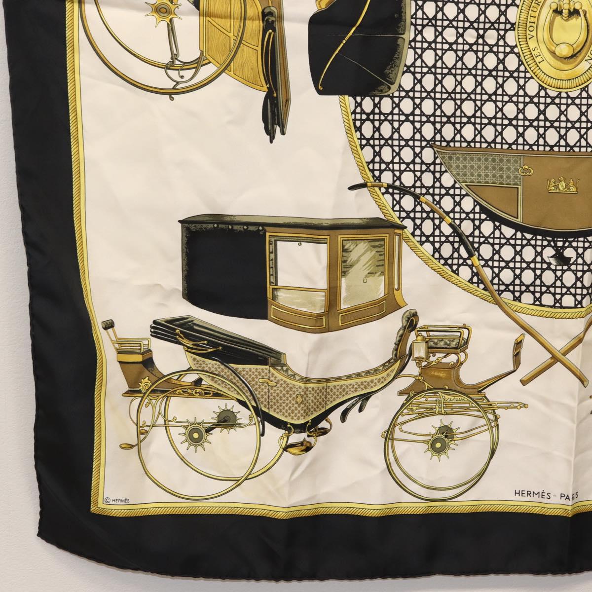HERMES Carre 90 Scarf ""COSTUMES CIVILS ACTUELS"" Silk Black Auth am10668