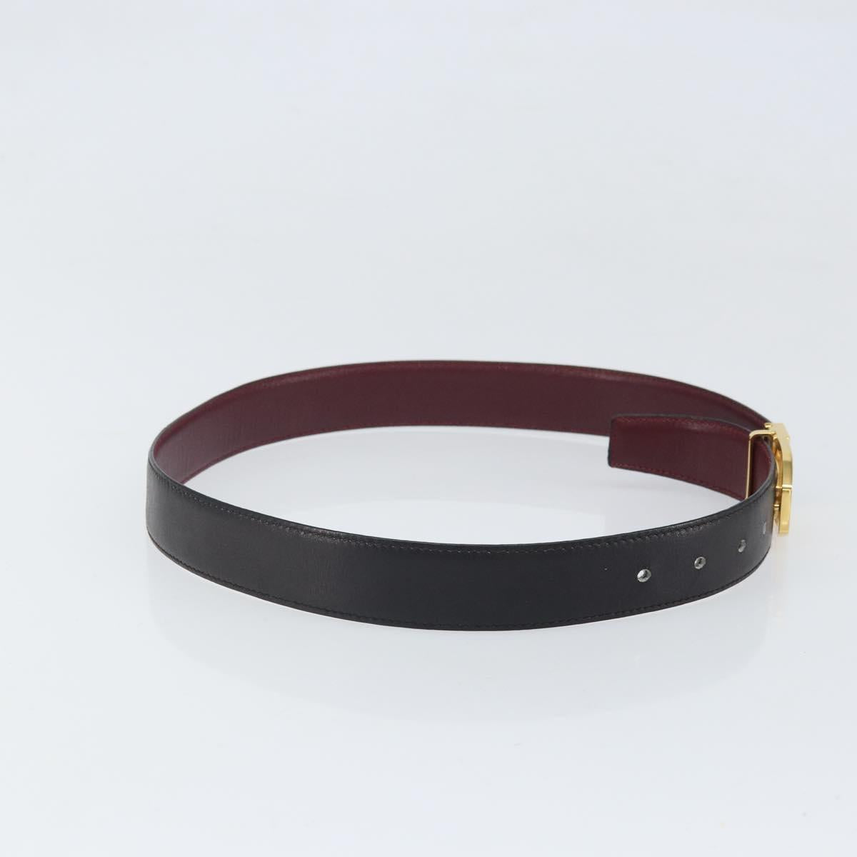 CELINE Horse Carriage Belt Leather 31.9"" Black Auth am10670