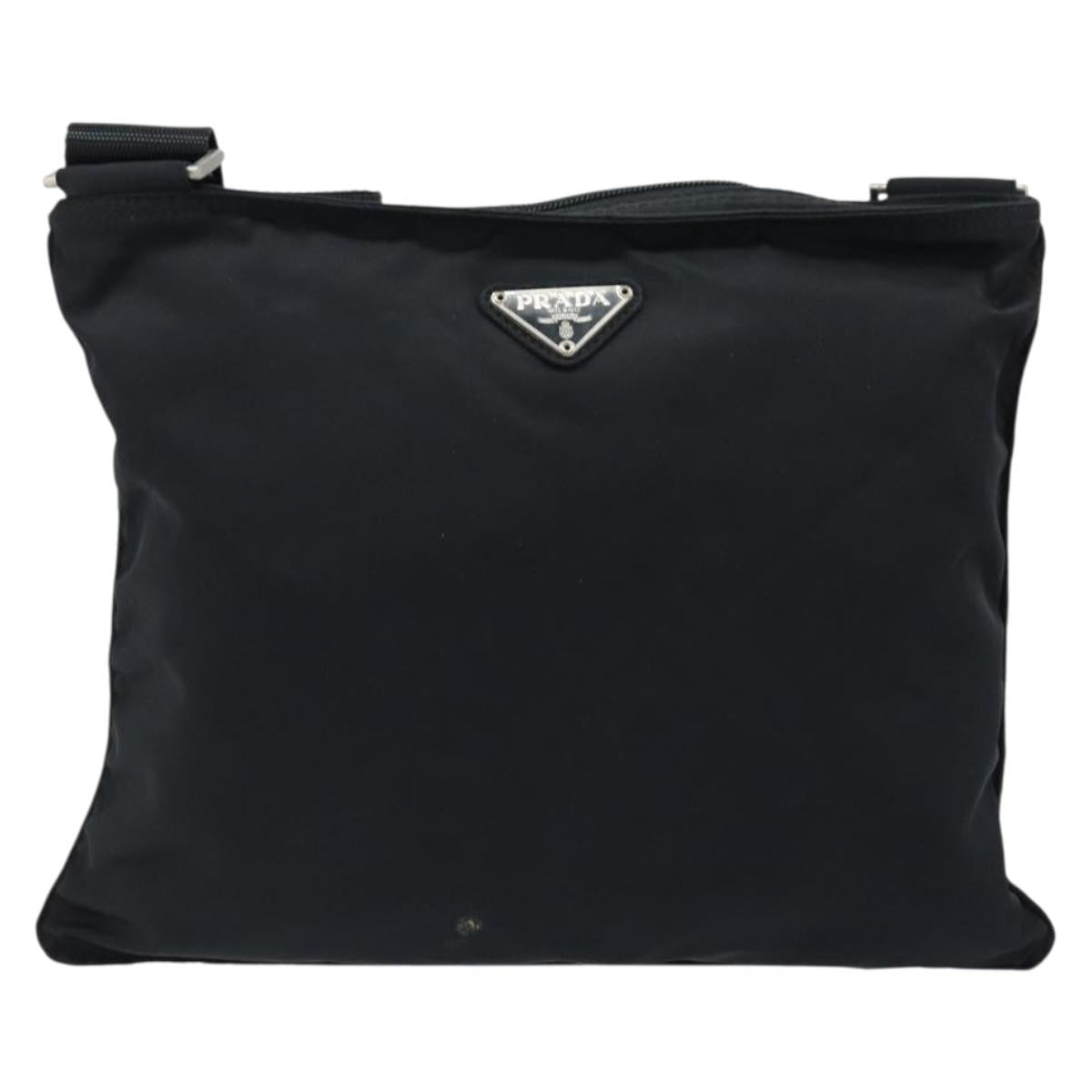 PRADA Shoulder Bag Nylon Black Silver Auth am10675
