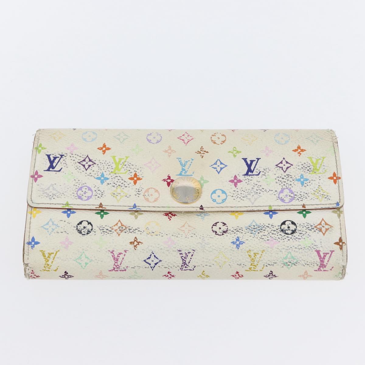 LOUIS VUITTON Multicolor Portefeuille Sarah Long Wallet 2 Set White Auth am10676