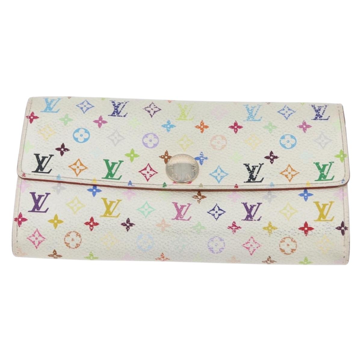 LOUIS VUITTON Multicolor Portefeuille Sarah Long Wallet 2 Set White Auth am10676