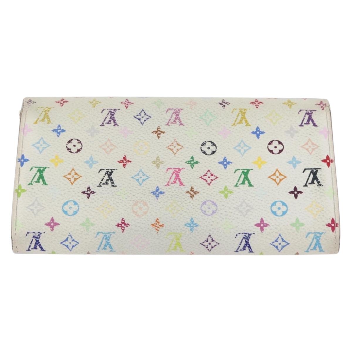LOUIS VUITTON Multicolor Portefeuille Sarah Long Wallet 2 Set White Auth am10676