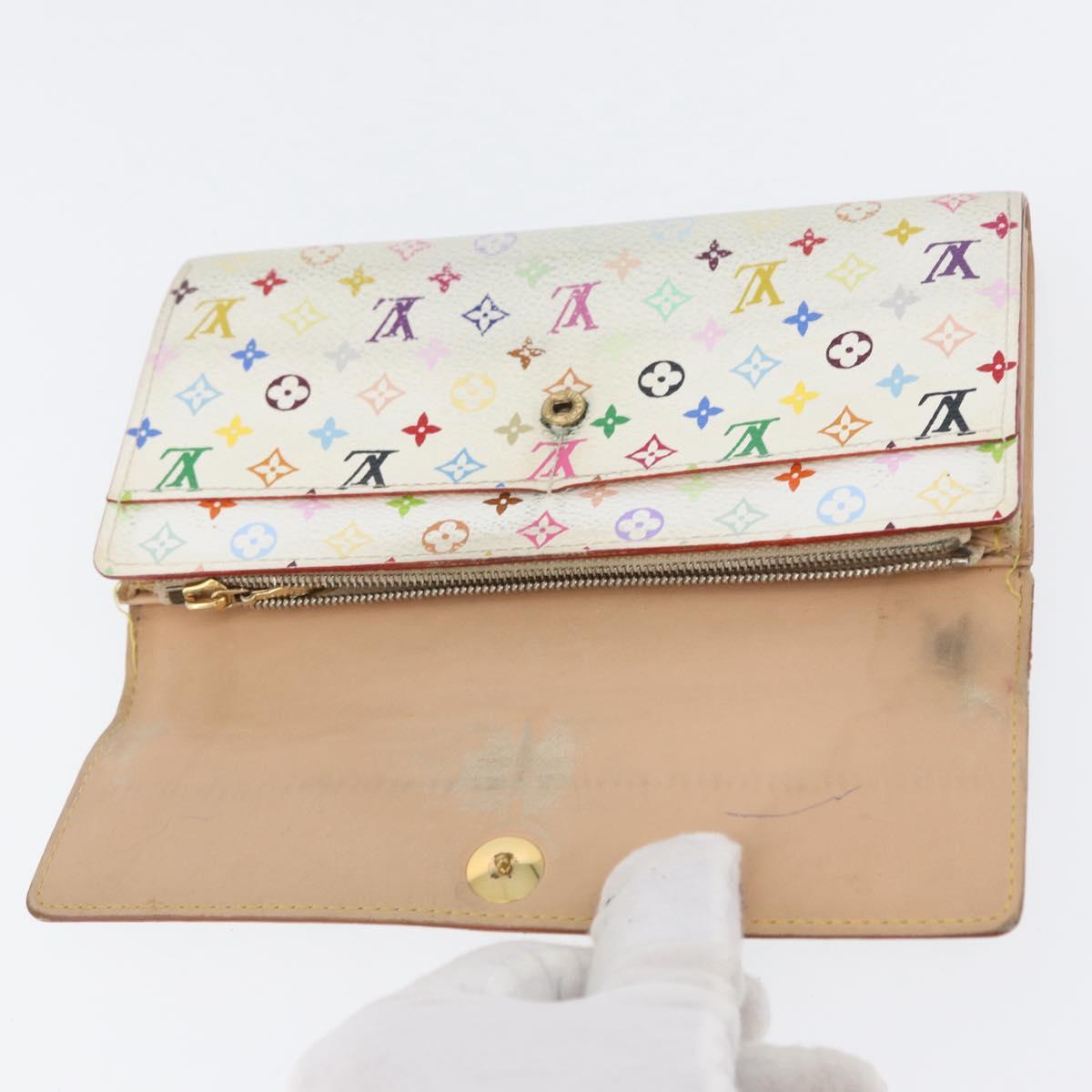 LOUIS VUITTON Multicolor Portefeuille Sarah Long Wallet 2 Set White Auth am10676