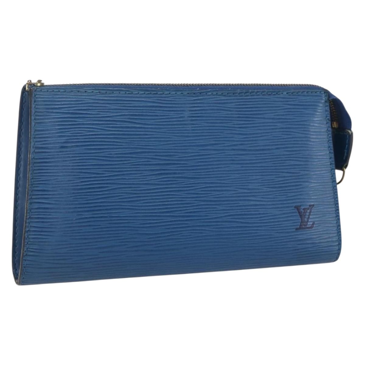 LOUIS VUITTON Epi Pochette Accessoires Pouch Blue M52985 LV Auth am10677