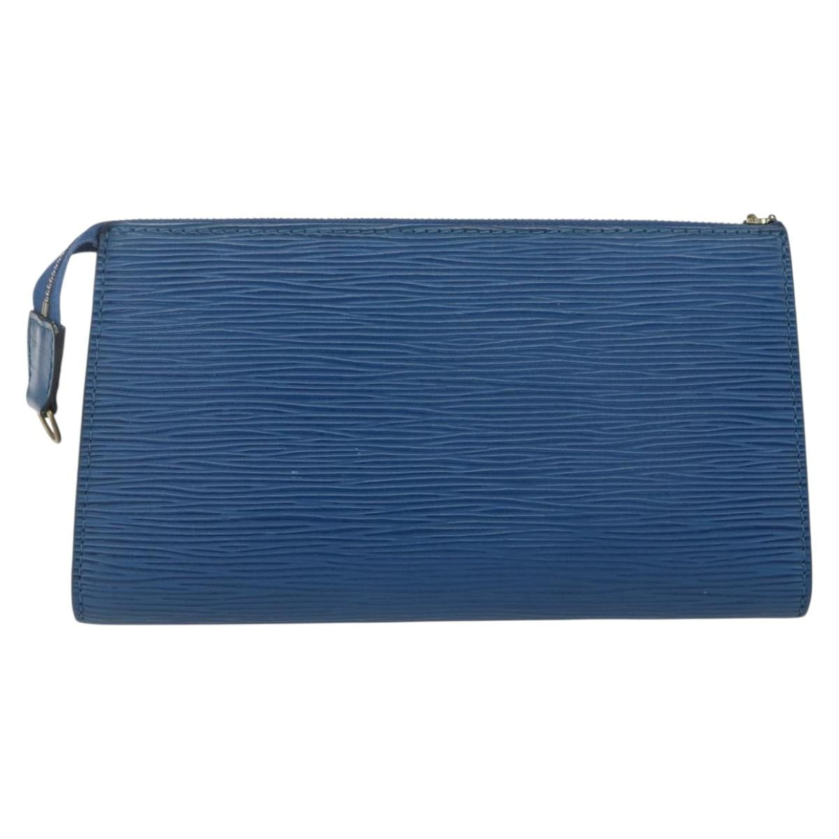 LOUIS VUITTON Epi Pochette Accessoires Pouch Blue M52985 LV Auth am10677