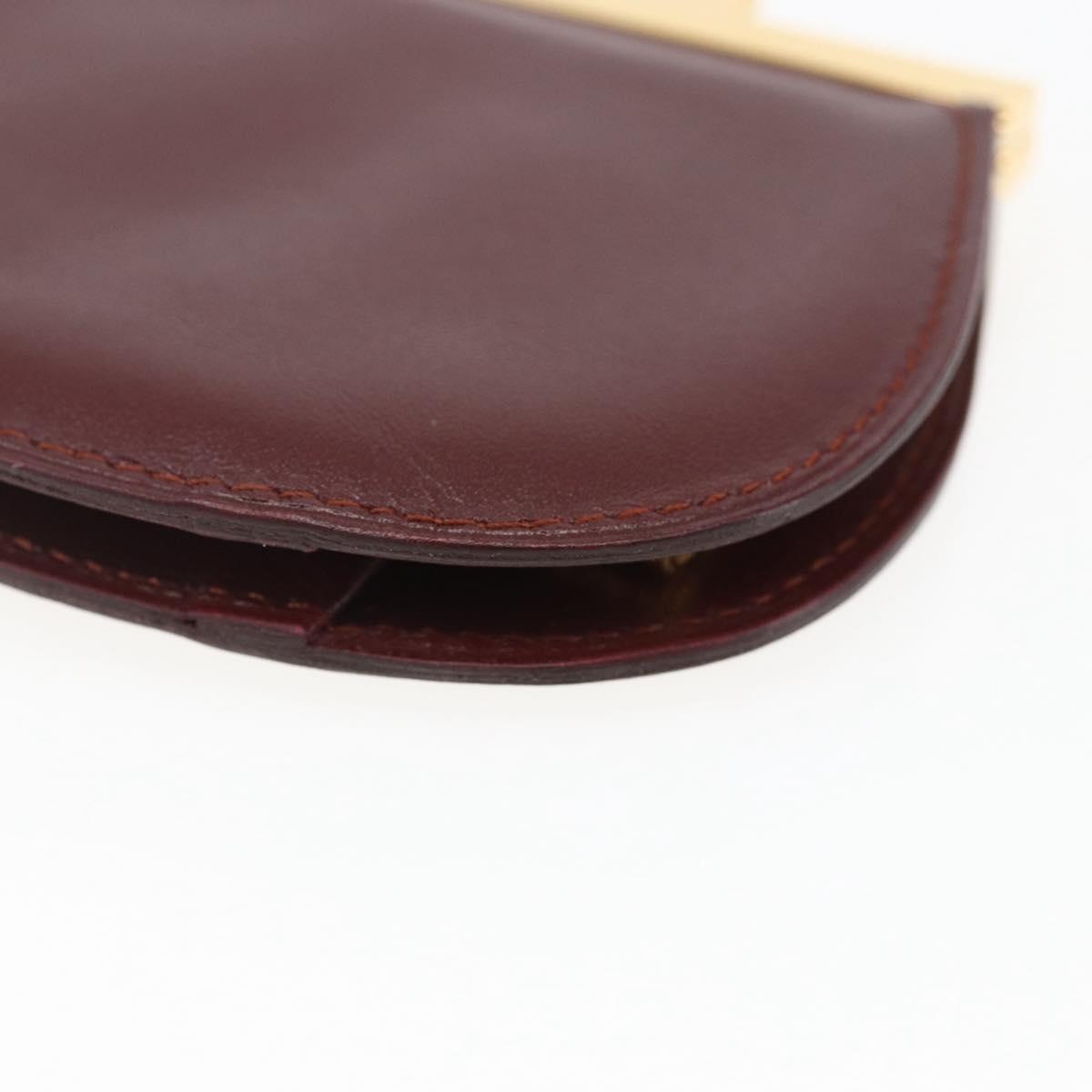 CARTIER Must Line Gamaguchi Coin Purse Leather Bordeaux Gold Auth am10681V