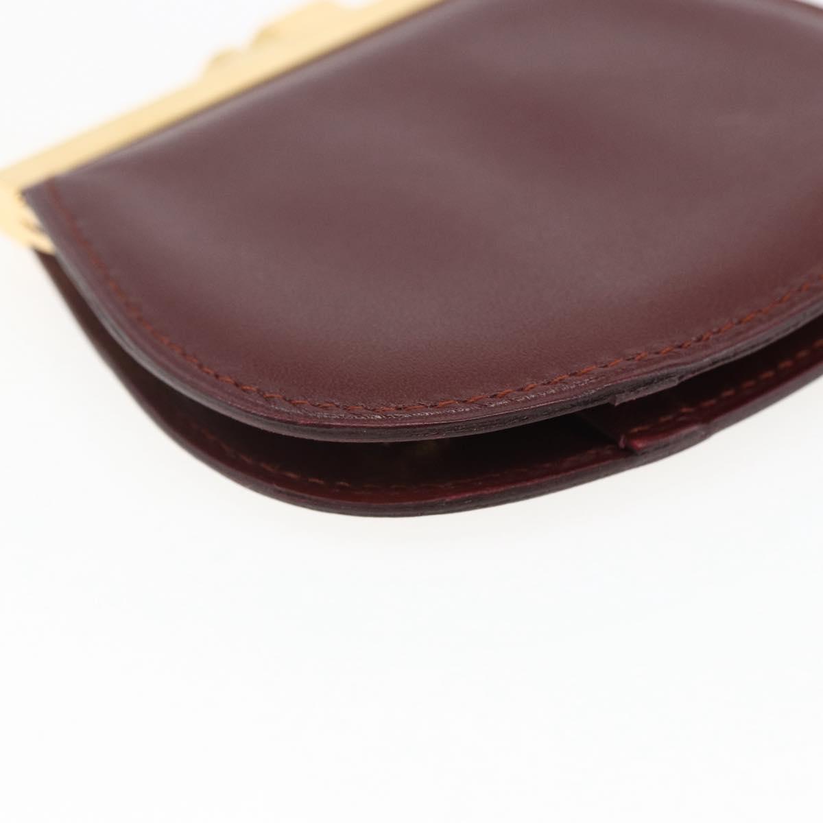 CARTIER Must Line Gamaguchi Coin Purse Leather Bordeaux Gold Auth am10681V