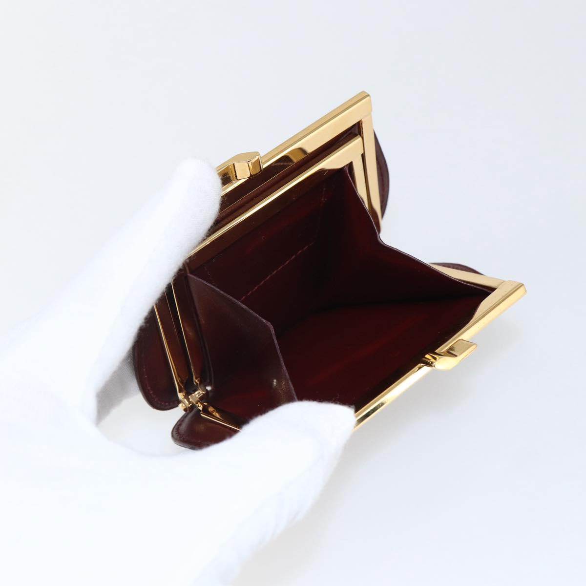CARTIER Must Line Gamaguchi Coin Purse Leather Bordeaux Gold Auth am10681V
