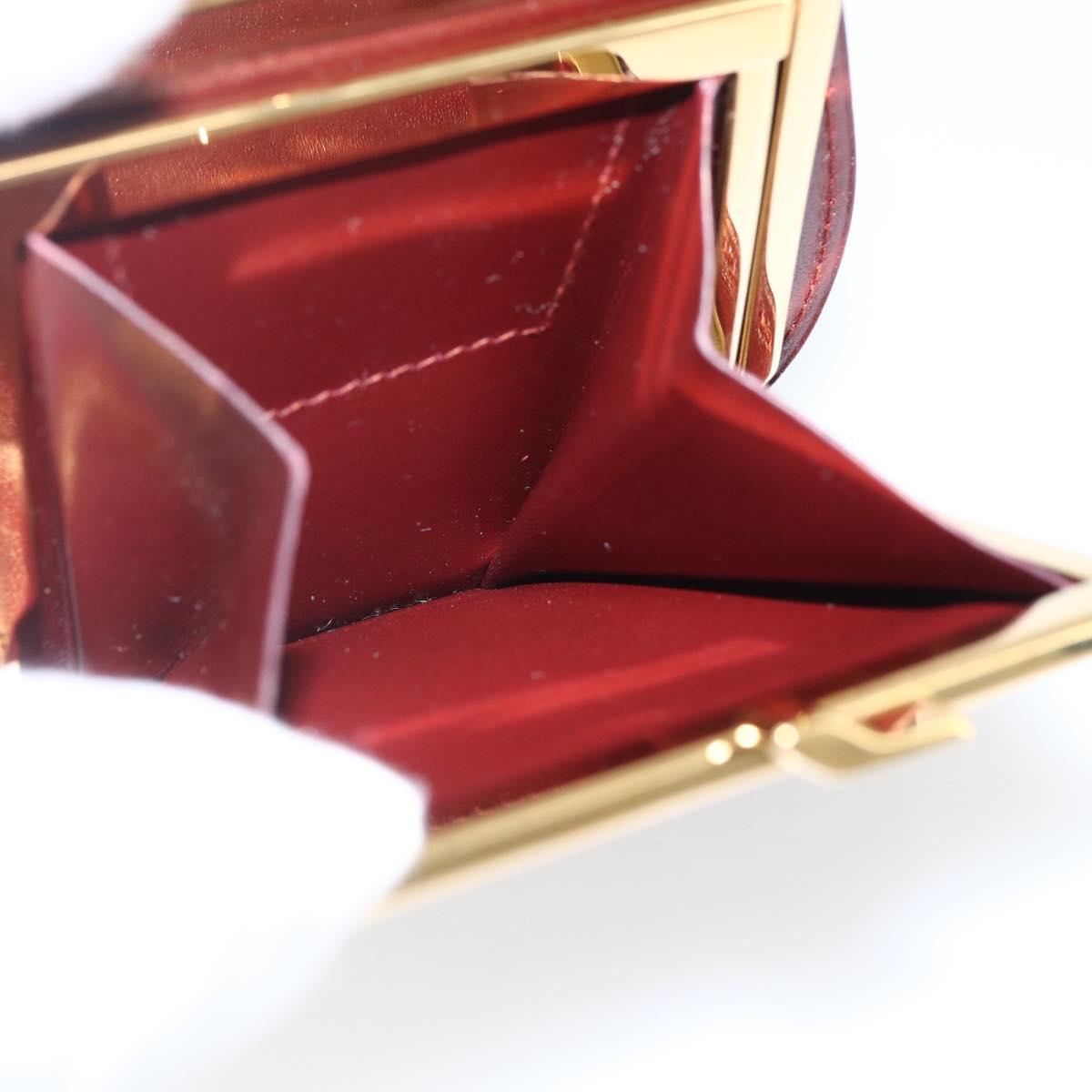 CARTIER Must Line Gamaguchi Coin Purse Leather Bordeaux Gold Auth am10681V