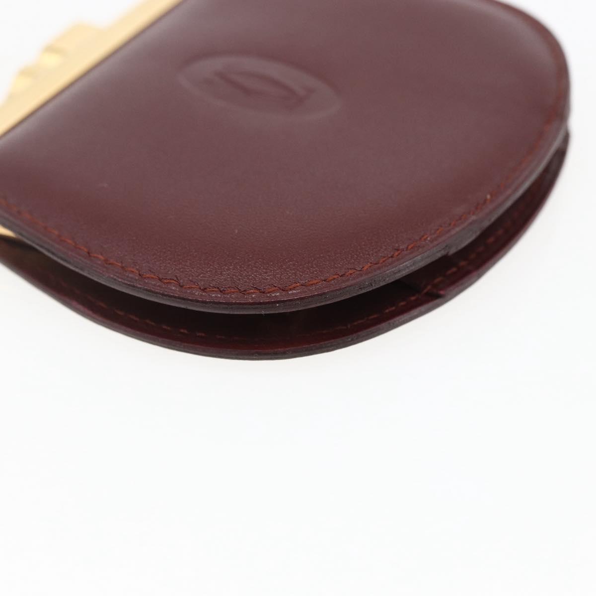 CARTIER Must Line Gamaguchi Coin Purse Leather Bordeaux Gold Auth am10681V