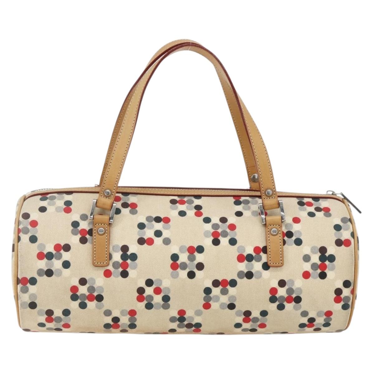 BURBERRY Blue Label Hand Bag Canvas Beige Silver Auth am10683