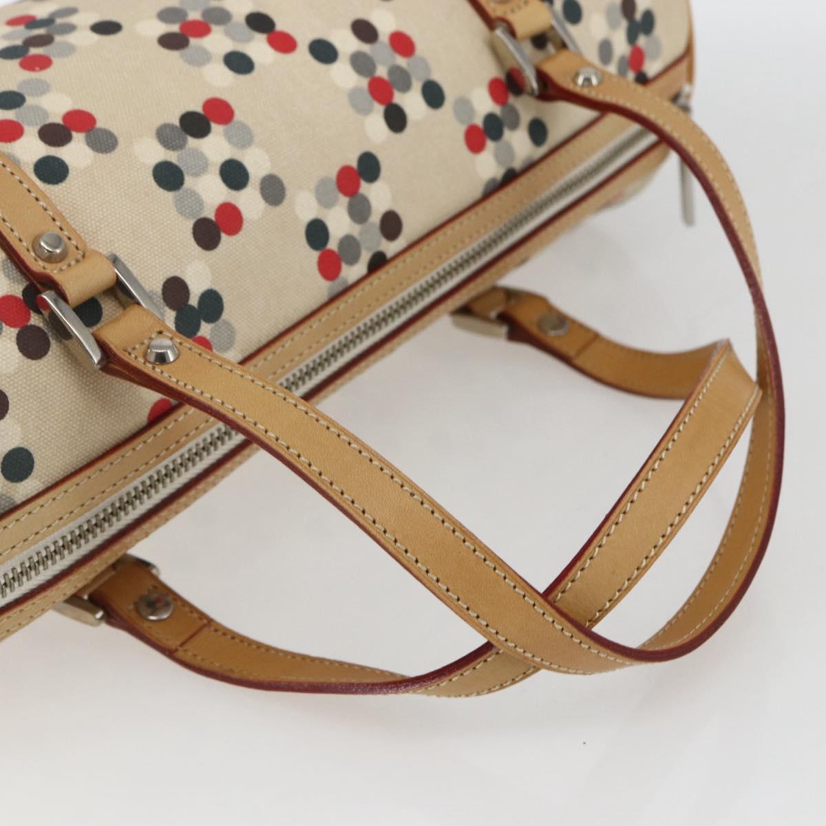 BURBERRY Blue Label Hand Bag Canvas Beige Silver Auth am10683