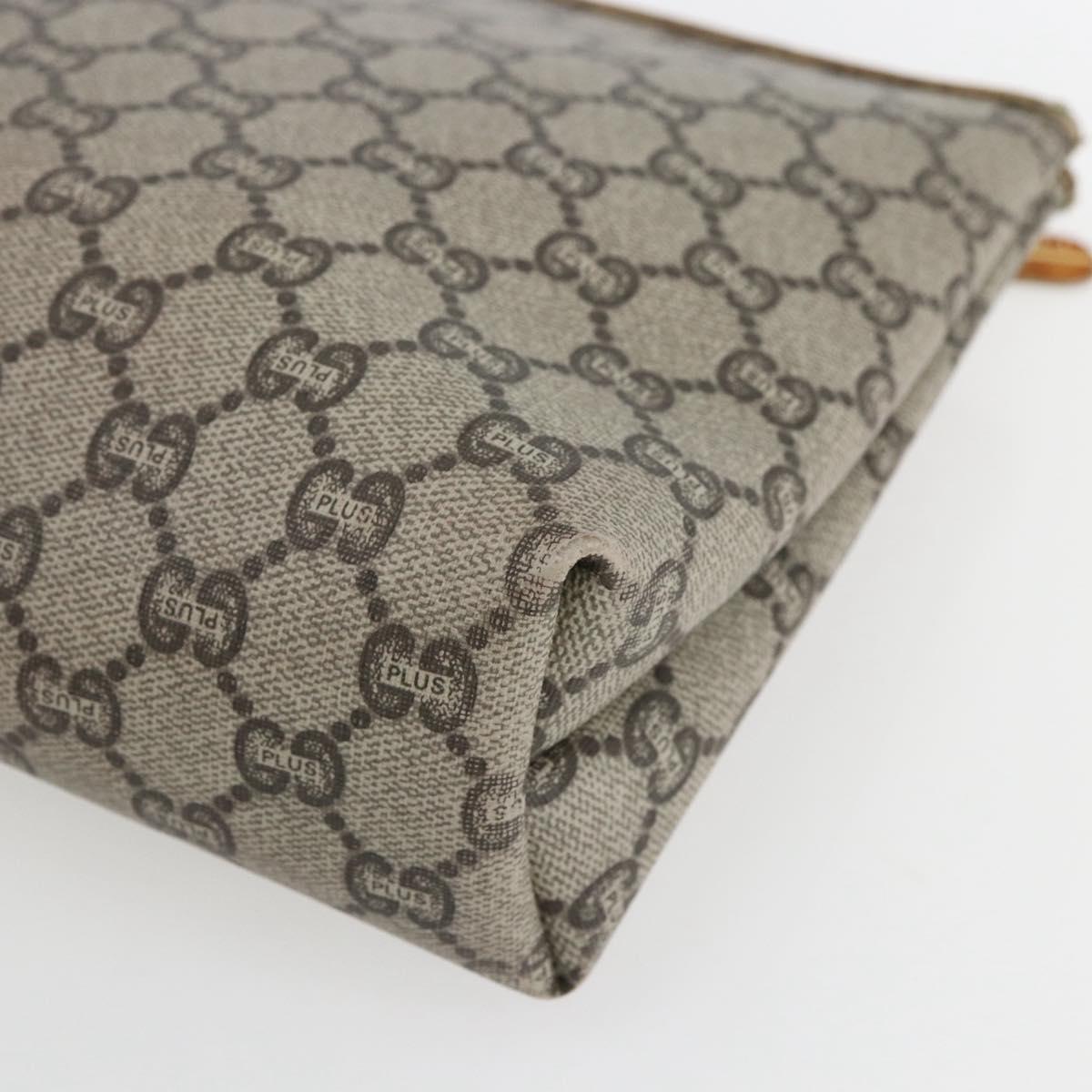 GUCCI GG Plus Supreme Clutch Bag PVC Beige Gold Auth am10687