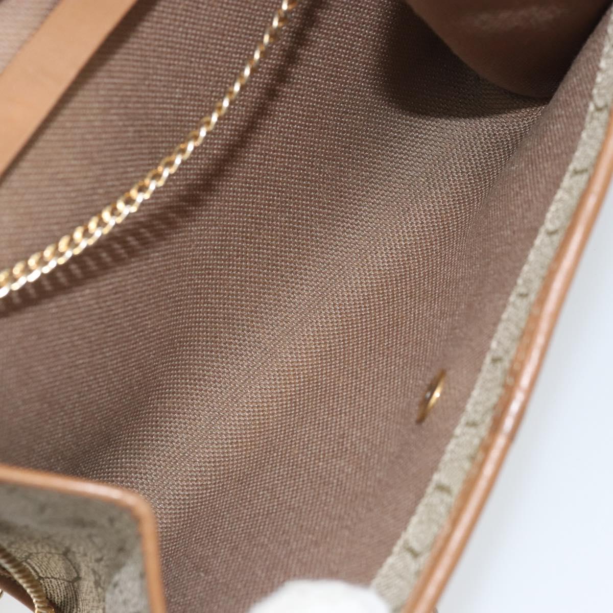Christian Dior Honeycomb Canvas Chain Shoulder Bag PVC Beige Gold Auth am10688