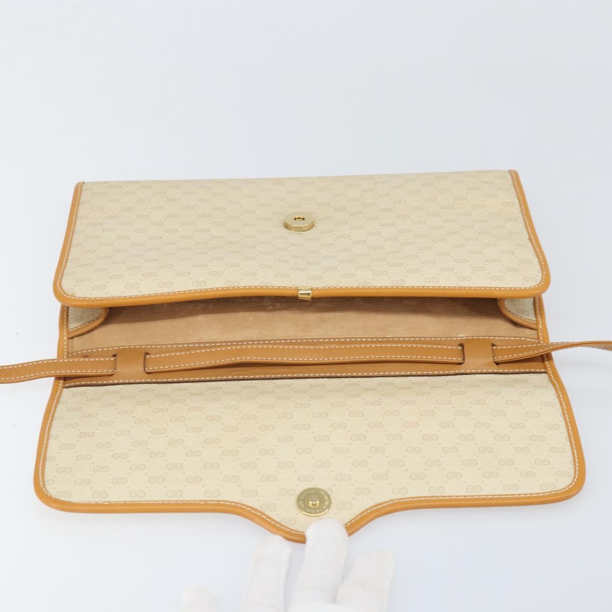 GUCCI Micro GG Supreme Shoulder Bag PVC Ivory Gold Auth am10690