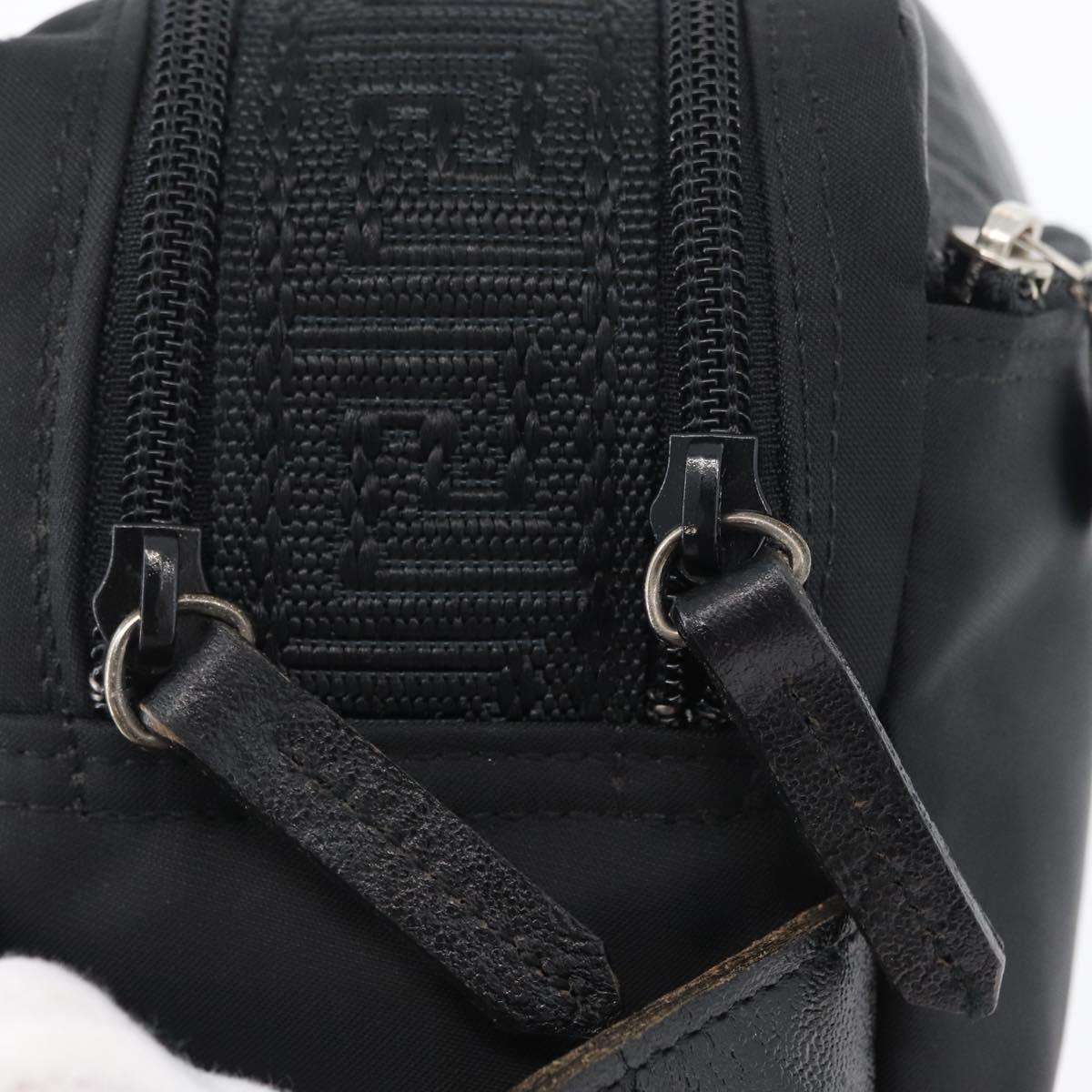 VERSACE Sunburst Clutch Bag Nylon Black Silver Auth am10693