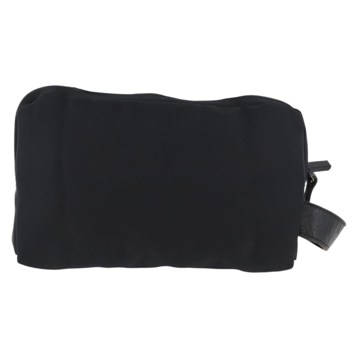 VERSACE Sunburst Clutch Bag Nylon Black Silver Auth am10693