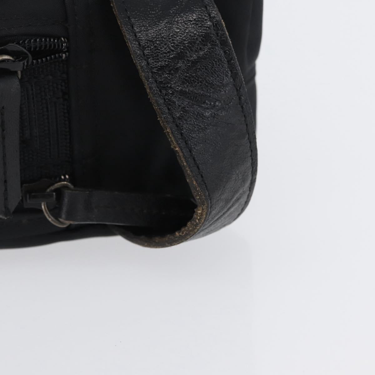 VERSACE Sunburst Clutch Bag Nylon Black Silver Auth am10693