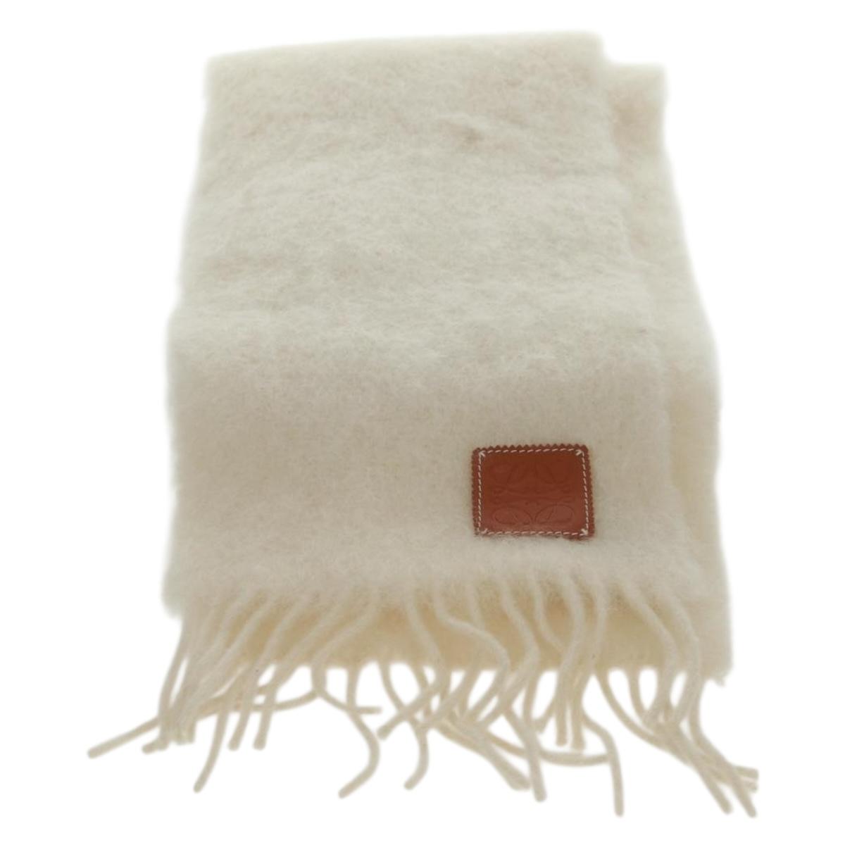 LOEWE Anagram Scarf Wool Mohair White Auth am10695V