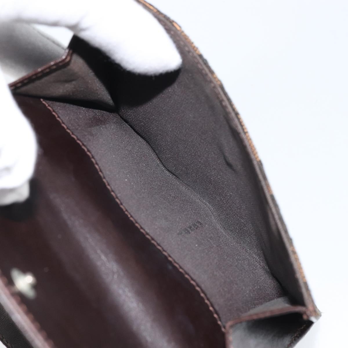 FENDI Zucca Canvas Trifold Wallet Black Brown Auth am10699