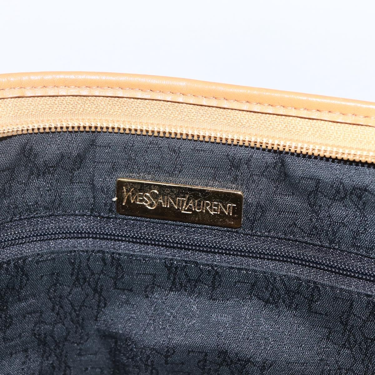 SAINT LAURENT Clutch Bag Leather Black Gold Auth am10700