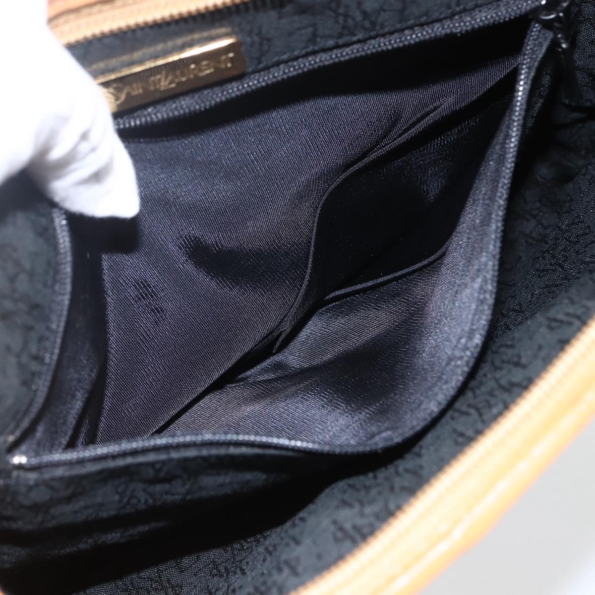 SAINT LAURENT Clutch Bag Leather Black Gold Auth am10700