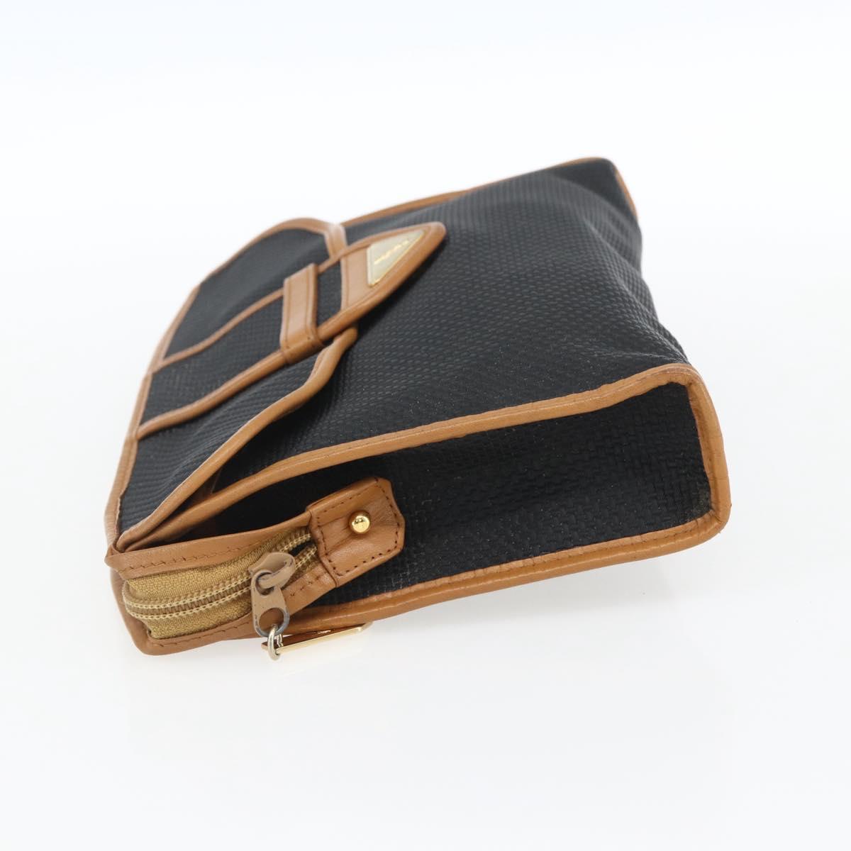 SAINT LAURENT Clutch Bag Leather Black Gold Auth am10700