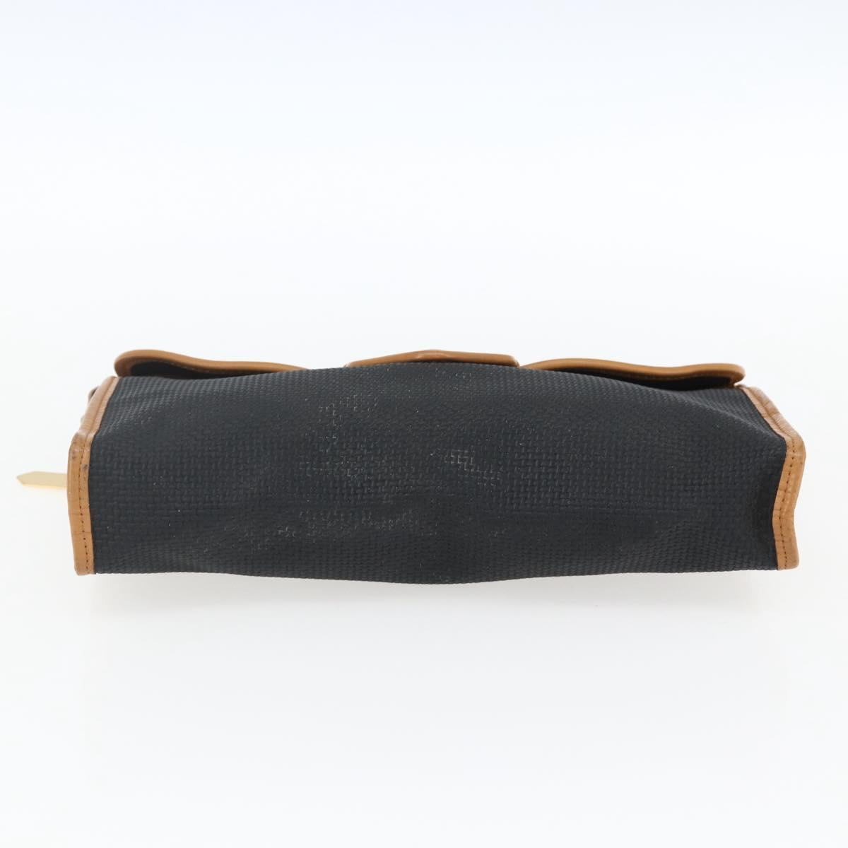 SAINT LAURENT Clutch Bag Leather Black Gold Auth am10700