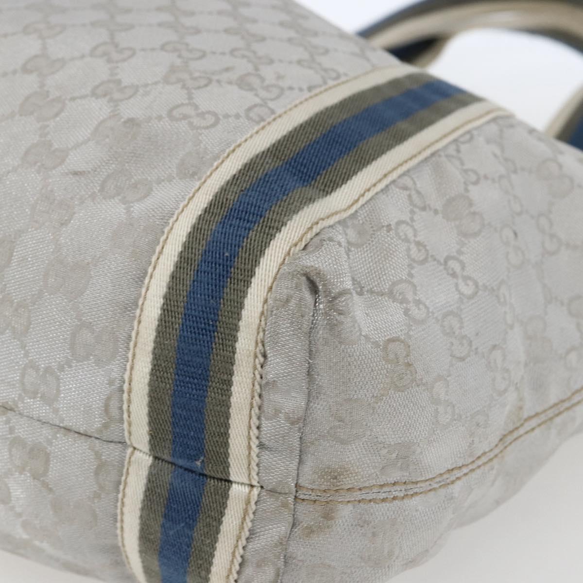GUCCI GG Canvas Sherry Line Tote Bag Gray Silver 189669 Auth am10701