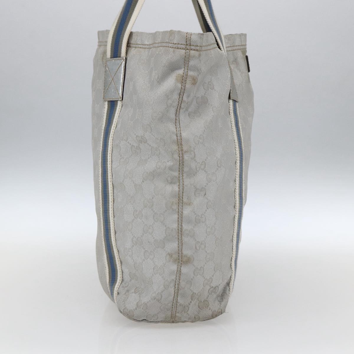 GUCCI GG Canvas Sherry Line Tote Bag Gray Silver 189669 Auth am10701