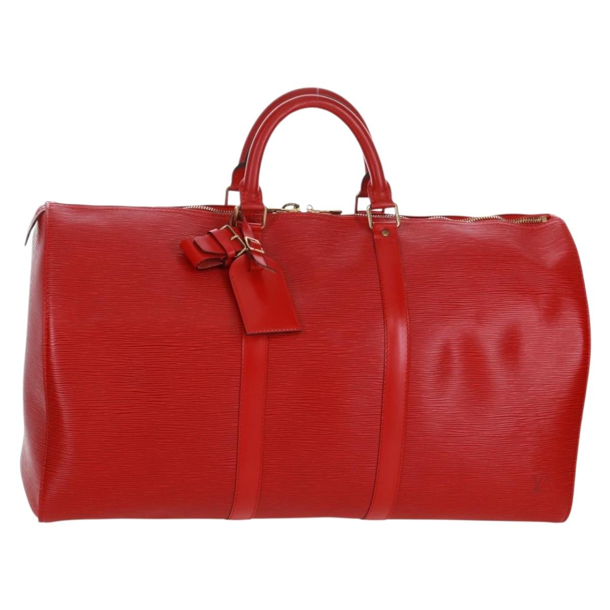 LOUIS VUITTON Epi Keepall 50 Boston Bag Red M42967 LV Auth am10702V