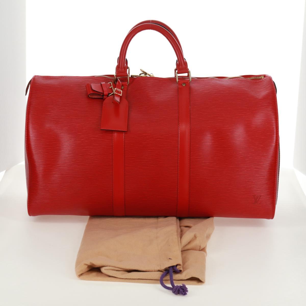 LOUIS VUITTON Epi Keepall 50 Boston Bag Red M42967 LV Auth am10702V