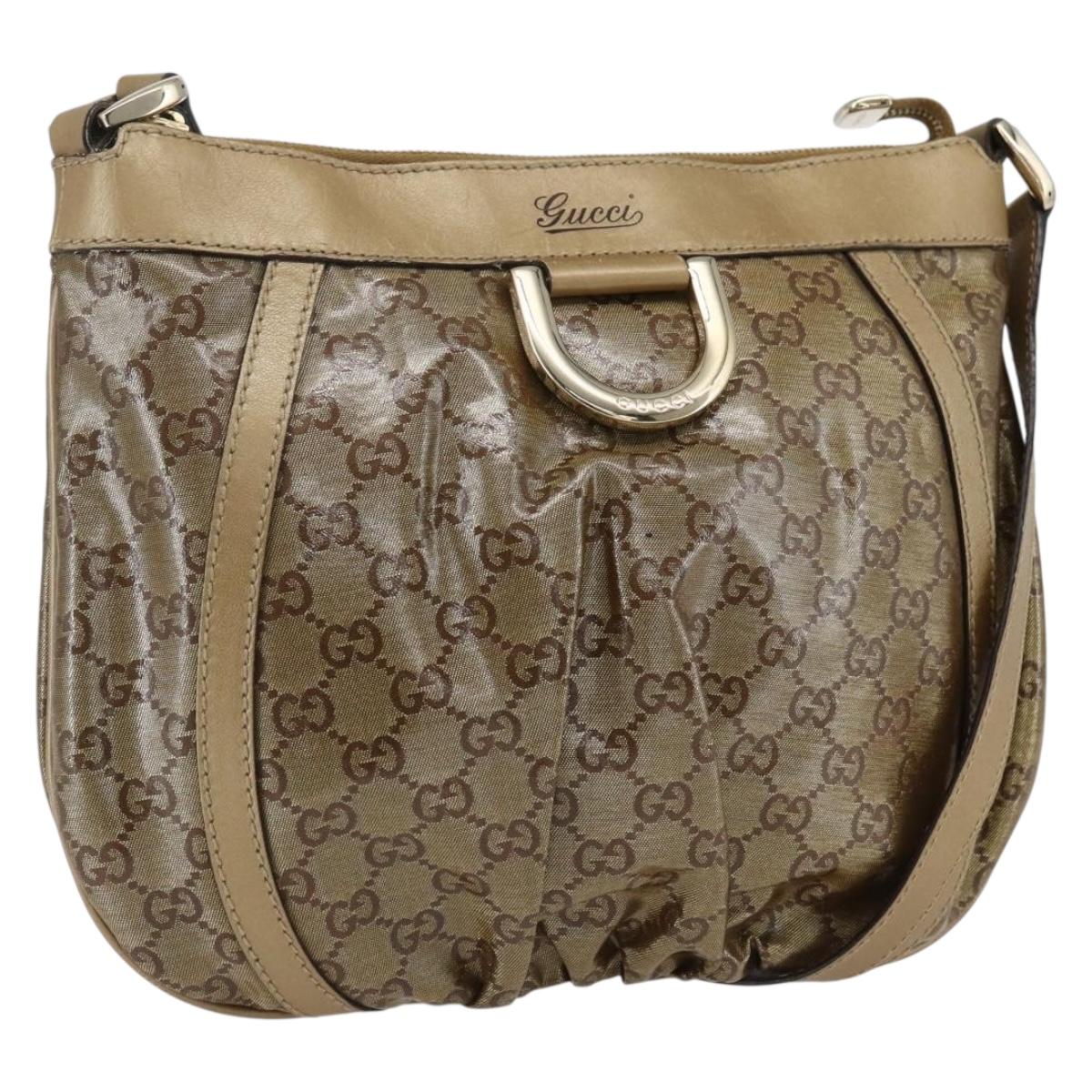 GUCCI GG Crystal Shoulder Bag Coated Canvas Gold 203257 Auth am10706