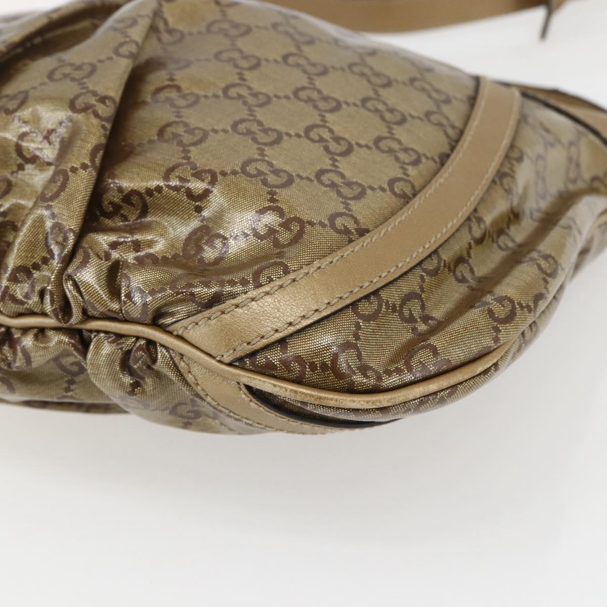 GUCCI GG Crystal Shoulder Bag Coated Canvas Gold 203257 Auth am10706