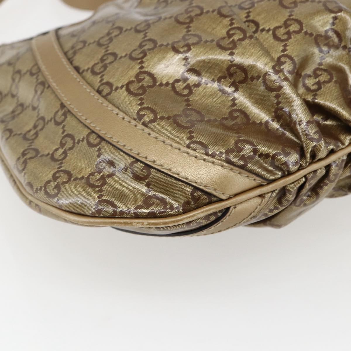 GUCCI GG Crystal Shoulder Bag Coated Canvas Gold 203257 Auth am10706