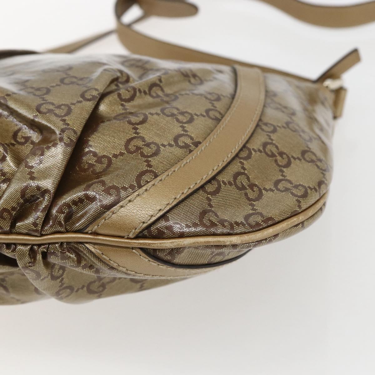 GUCCI GG Crystal Shoulder Bag Coated Canvas Gold 203257 Auth am10706