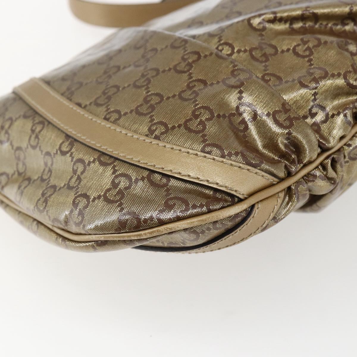 GUCCI GG Crystal Shoulder Bag Coated Canvas Gold 203257 Auth am10706