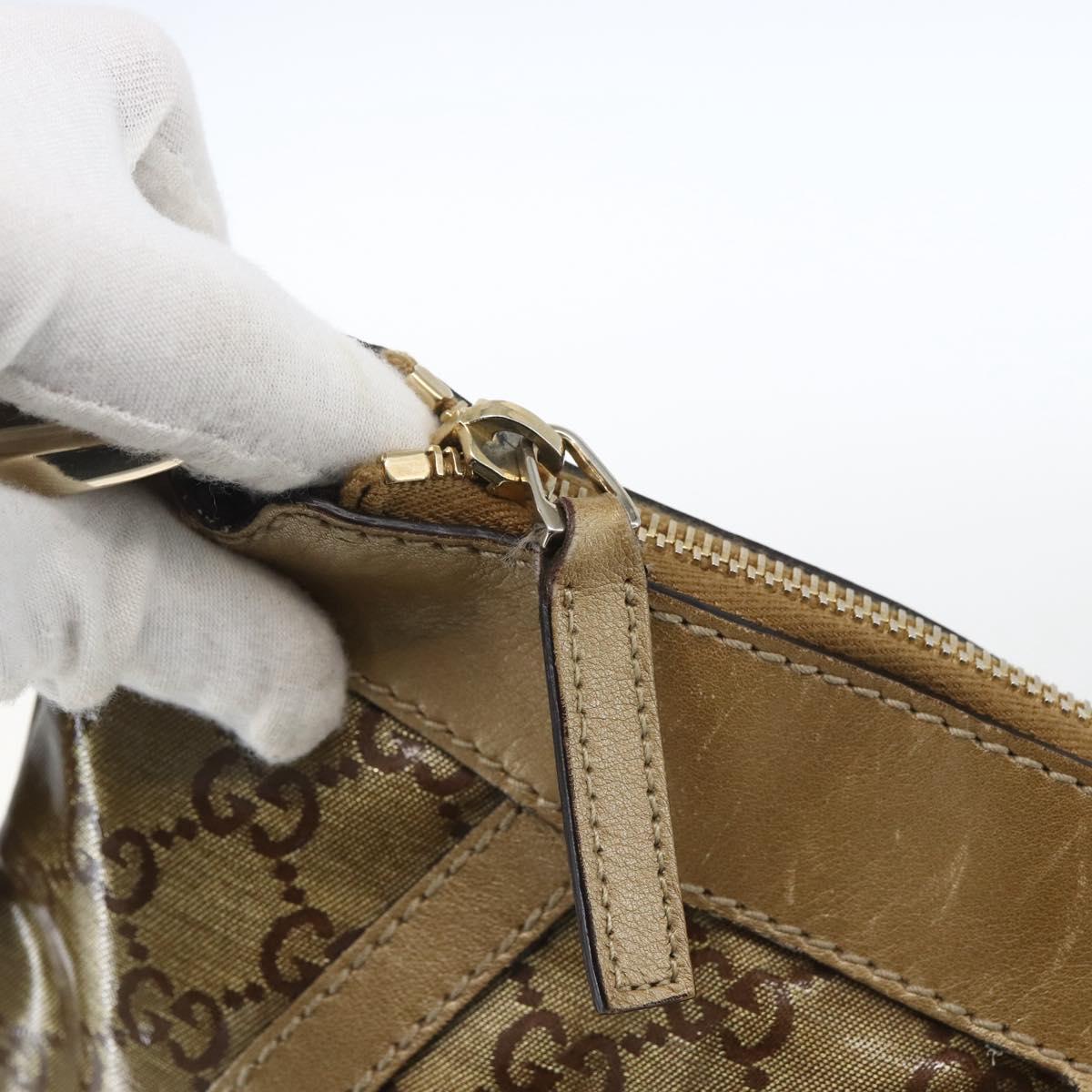 GUCCI GG Crystal Shoulder Bag Coated Canvas Gold 203257 Auth am10706